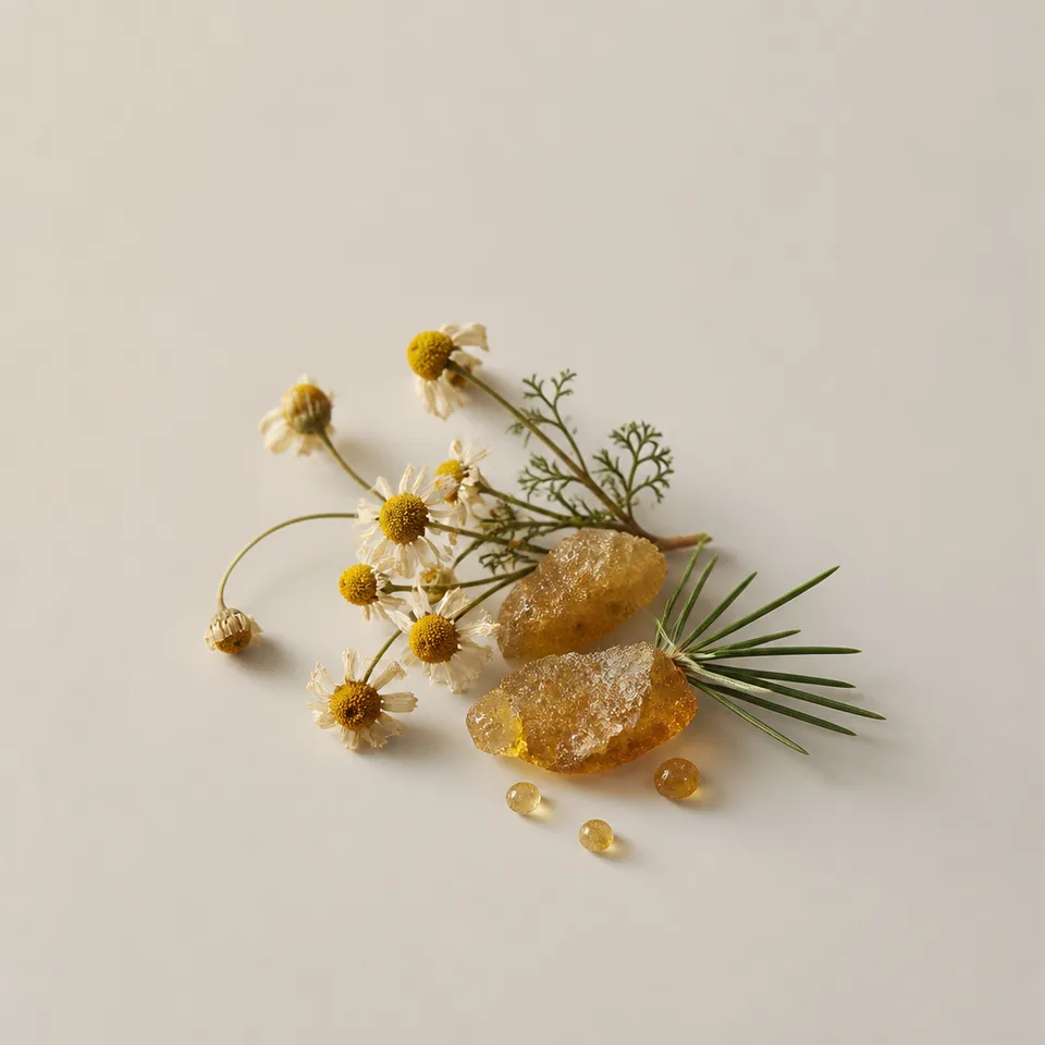 Etna Chamomile and Drops of Pine Resin.
