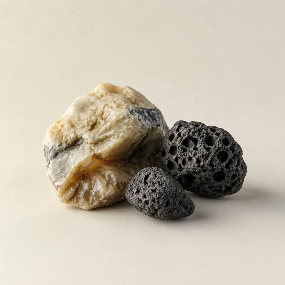Ambergris and Vesuvius Lava Stone