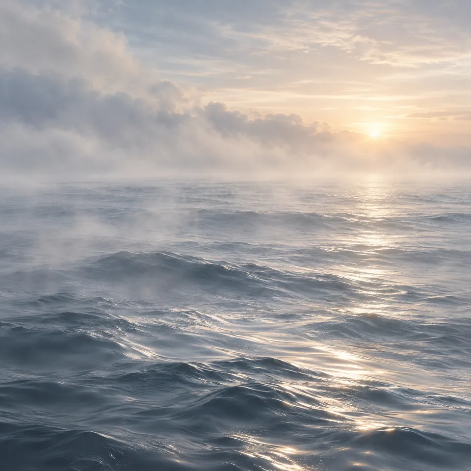 Conceptual ocean illustration for the vegan ambergris fragrance note